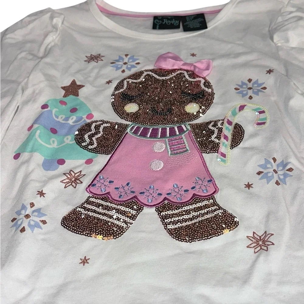 Cynthia Rowley girls 7/8 size White Gingerbread Pajama 2-Piece‎ set